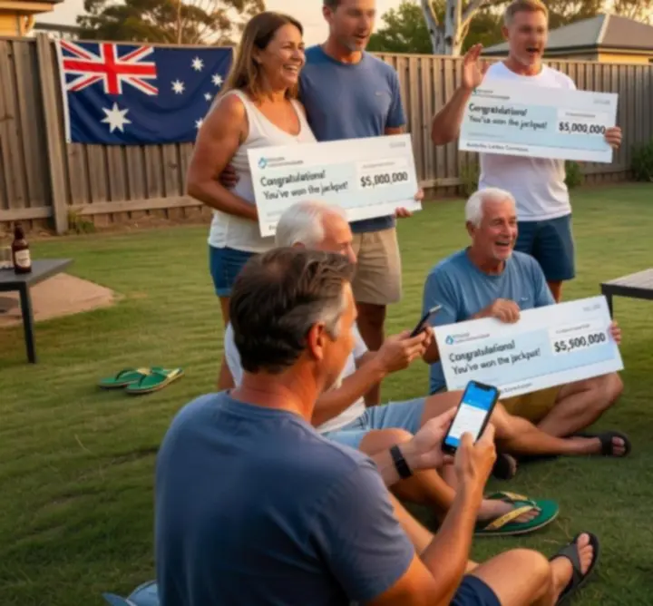 Group celebrating lotto-style prize win